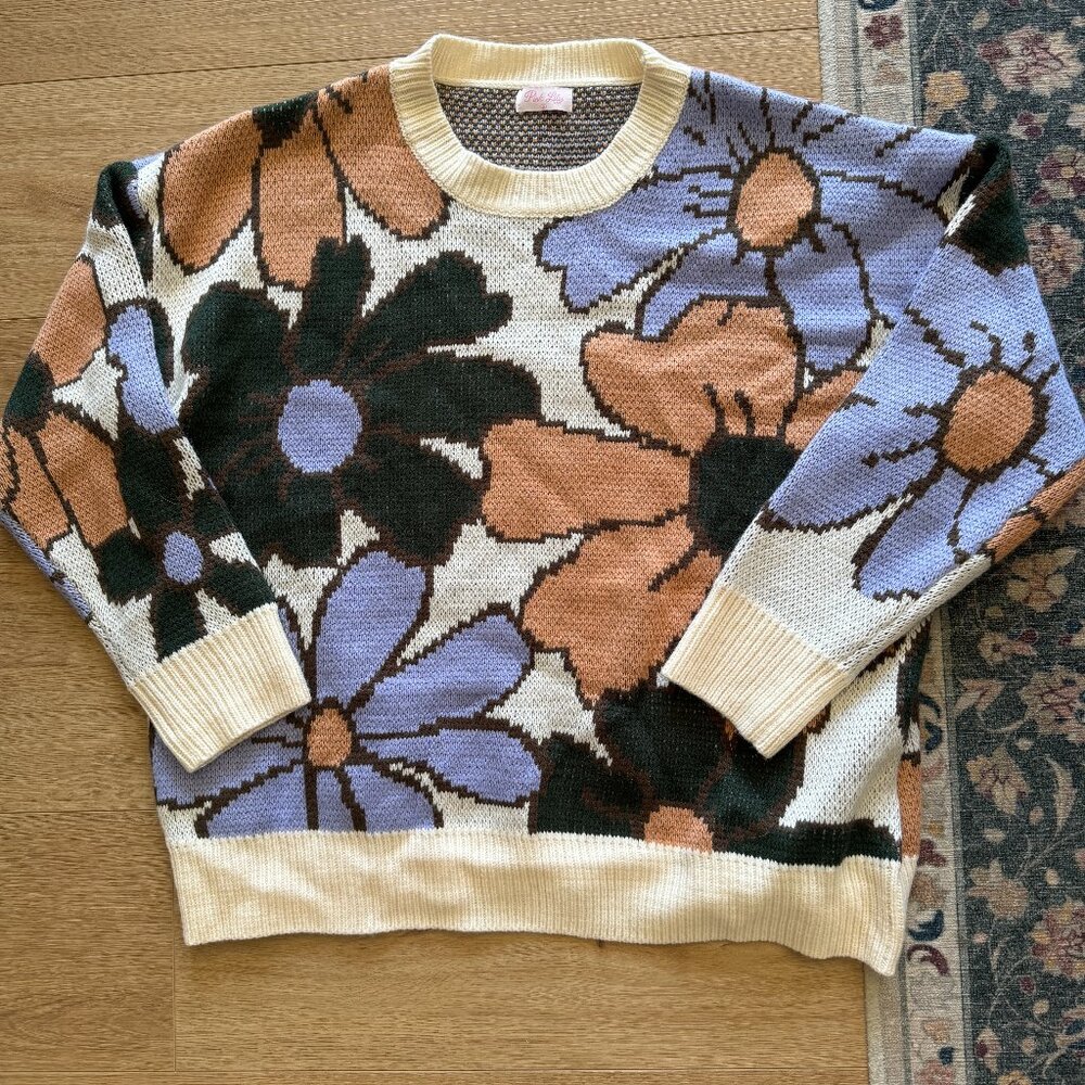 Pink Lily Oversized Floral Sweater